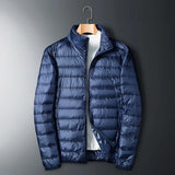 Herren-Daunenjacke mit Stehkragen | durchgehender reißverschluss – Marineblau