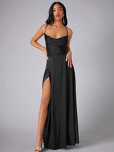 Alvaree – Elegantes Maxikleid aus Satin – Schwarz