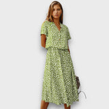 Solvinea – Geknöpftes Midikleid mit Vintage-Print – Grün