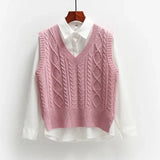 Damen Strickpullover | V-Ausschnitt mit strukturierter Oberfläche – Rosa