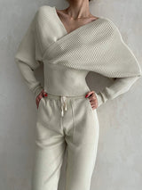 Alexandra | Sportliches zweiteiliges Set mit Pullover und Hose – Beige