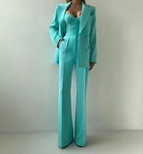 Kaylee | Ausgestellt Korsett Top Anzug Dreiteiliges Set – Grün