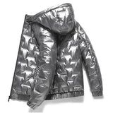 Modische Skijacke für Herren – Kapuze Silber