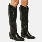 Kniehohe Cowboystiefel für Damen | Klassisch – Schwarz