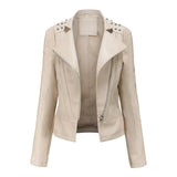 Bikerjacke Damen mit Reißverschluss | schmal für verschiedene Outfits – Beige