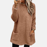 Oriella - Weicher Fleece Pullover Mit Tasche – Braun