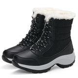 Damen Plateau-Schneestiefel | Lässig – Schwarz