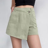 Damen High Waist Jeans-Minirock – Klassischer Look, Modernes Design – Beige