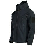 Herren Taktische Wasserdichte Winddichte Softshell-Jacke mit Kapuze - Kai – Scwharz