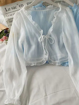 Luciana - Transluzente Bluse mit Schleife – Weiß