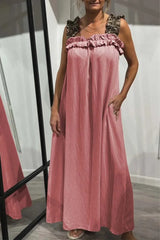 Ismara | Ruffled Strap Maxi Dress – Rosa