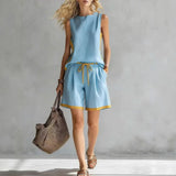 Minimalistisches Set Frische Linie™ mit kontrastierendem Abschluss – Hellblau