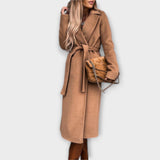 Eliza - Schicker Langmantel mit Bindegürtel – Khaki