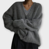 Amira | Kuscheliger Cardigan mit Knopfdetails – Dunkelgrau