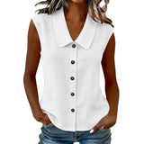 Celinea™ Baumwoll-Leinen-Bluse Mit Elegantem Kragen Und Vorderen Knöpfen – Weiß