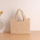 Luxus Raffia Strandtasche Damen – Handgefertigte Tasche mit Ledergriffen – Beige