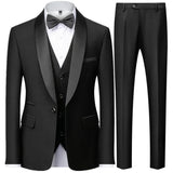 Herren 3-Dreiteiler Hochzeitsgast Anzug | Jacke, Weste und Hose – Schwarzer Knopf Schwarz