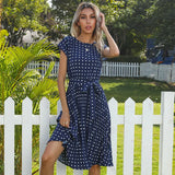 Beth - Polka Bloom Kleid – Marineblau (Fast ausverkauft)