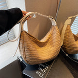 Damen Strohtasche Sommer – Handgemachte Boho Strandtasche mit Reißverschluss – Weiß