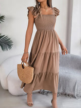 Yessa - Elegantes Stufen-Kleid – Khaki (Fast ausverkauft)