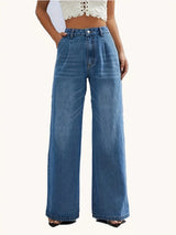 Heidi Weitbein-Jeanshose Hohe Taille – Hellblau