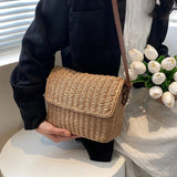 Strohumhängetasche Damen – Handgefertigte Raffia Crossbody Sommer – Hellbraun
