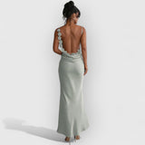 Romina | Romantisches Rückenfreies Kleid – Hellgrün