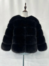 Stilvolle Kunstpelz-Jacke – Schwarz