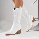 Moderne Cowboystiefel für Damen | Blockabsatz – Weiß