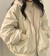 Damen-Winterjacke mit langem ärmelschnitt | Wintertauglich – Beige