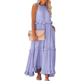 Munalisa - Maxikleid Mit Rüschen – Lila