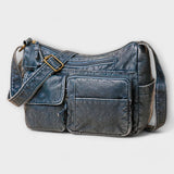 Fenda | Vintage-Ledertasche im klassischen Stil – Blau