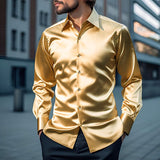 Dante – Herren Satinhemd mit Glanzfinish und Slim Fit – Gelb