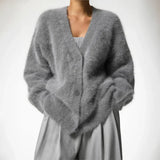 Lacen – Hochwertiger Mohair-Cardigan – Dunkelgrau