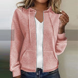 Damen Strickjacke Kariert Jacke | Elegant Leicht – Rosa