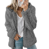 Damen Lässiges Kapuze Jacke | Warme – Grau