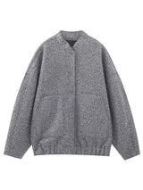 Melissa | Oversized Bouclé-Jacke mit Druckknöpfen – Grau