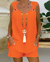 Damen Sommer Satz | Oberteil Und Kurz – Orange