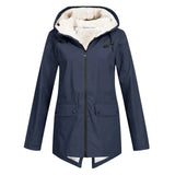 Damen Winter Wasserdichter Trenchcoat | Mit Kapuze – Marineblau