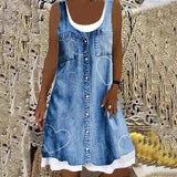 Natasza – Weiches Und Elegantes Jeanskleid – Herz-Drucken