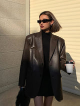 CLARA | LEDERBLAZER – Kaffee