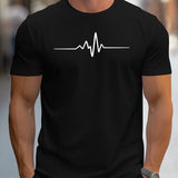 Herren Slim Fit Kurzarm T-Shirt | Herzschlag Print – Schwarz