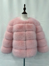 Stilvolle Kunstpelz-Jacke – Rosa