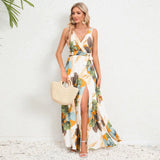 Brianne – Elegantes Maxikleid mit Blumenmuster – Weiß