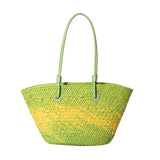 Französische Luxus Strandtasche Damen – Handgefertigte Raffia Sommertasche – Fruchtgrün