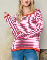 Milanie - Gestreifter Pullover – Rosa