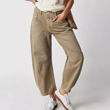 Damen Hose | Weit geschnittene Ausführung mit gerader Form – Beige