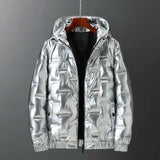 Herren Winter Daunen Jacke | mit Kapuze – Silber