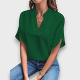 Lunelle – Bluse mit V-Ausschnitt und fließender Form – Grün