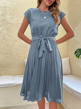 Damen Kurzarm Sommer Midi Etui Kleid – Himmelblau